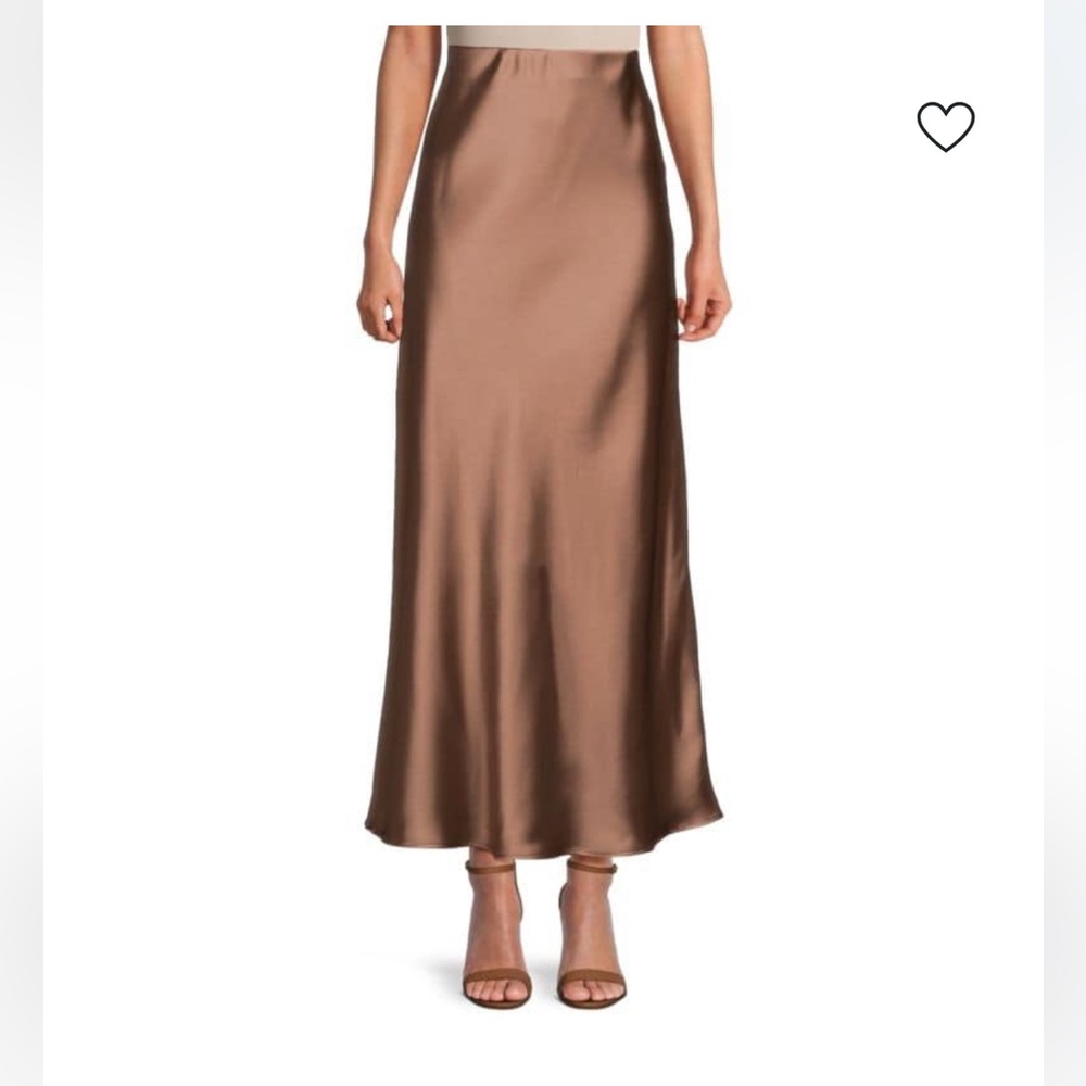 Elegant Brown Satin Maxi Skirt